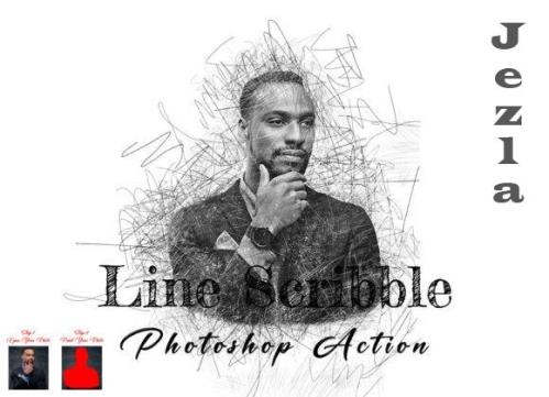 Line Scribble Photoshop Action  - 10307047