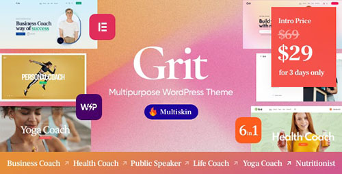ThemeForest - Grit v1.0.1 - Coaching & Online Courses Multiskin WordPress Theme/40238300