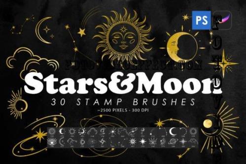 Stars & Moon Stamp Brushes