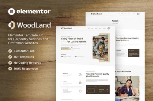ThemeForest - WoodLand – Carpenter & Craftsman Elementor Template Kit/40441055