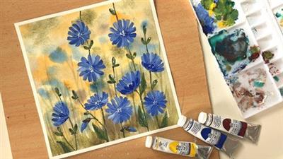 Chicory Flowers For  Beginners: Watercolor + Gouache 4cc3bb60e5fb3dc2063f041d4771ddf8