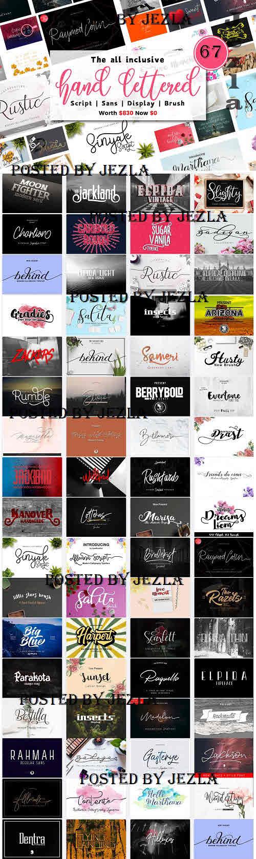 Hand Lettered Font Bundle - 67 Premium Fonts Hand Lettered Font Bundle - 67 Premium Fonts