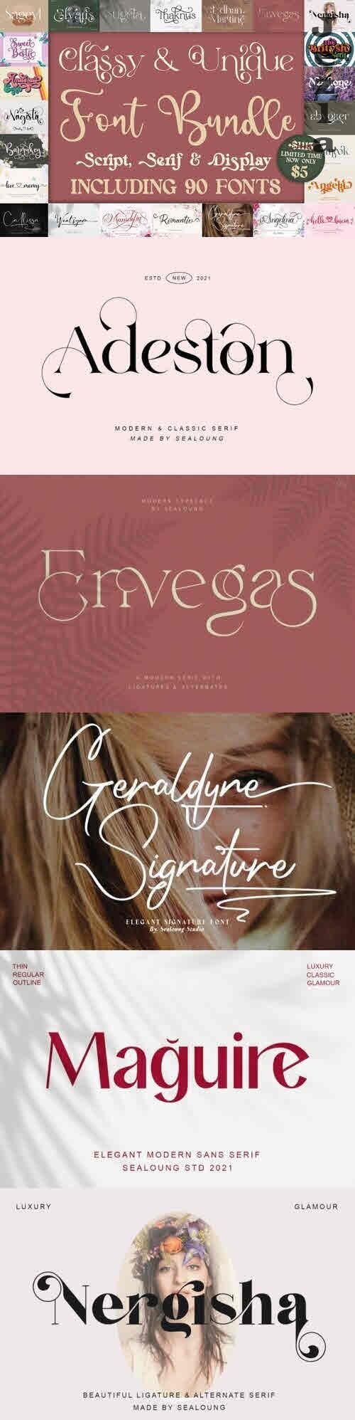 Classy & Unique Font Bundle -  90 Premium Fonts