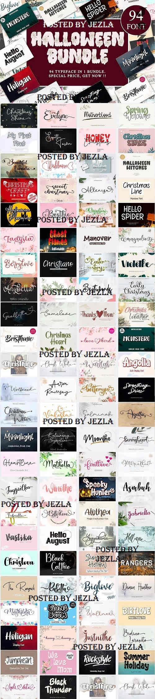 Halloween Font Bundle - 94 Premium Fonts
