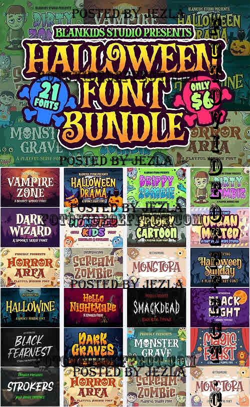 Halloween Font Bundle - 21 Premium Fonts