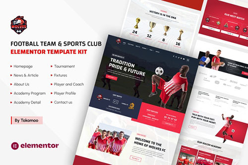 ThemeForest - Wolves - Football Team & Sports Club Elementor Template Kit/40489536