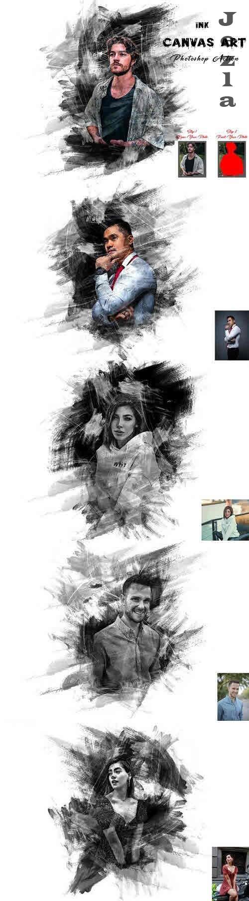 Ink Canvas Art Photoshop Action - 10335537