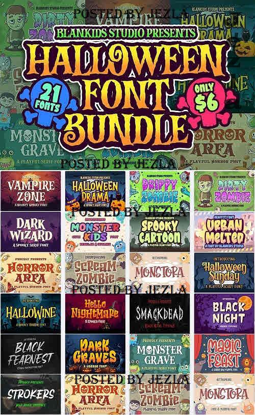 Halloween Font Bundle - 21 Premium Fonts