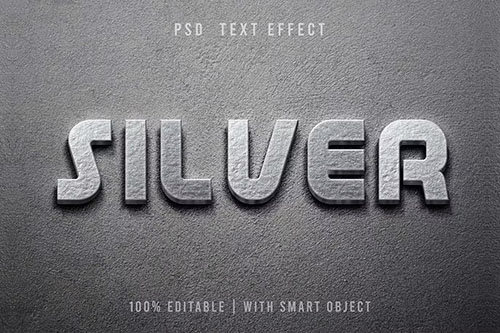 3D Silver Text effect - Template Editable PSD