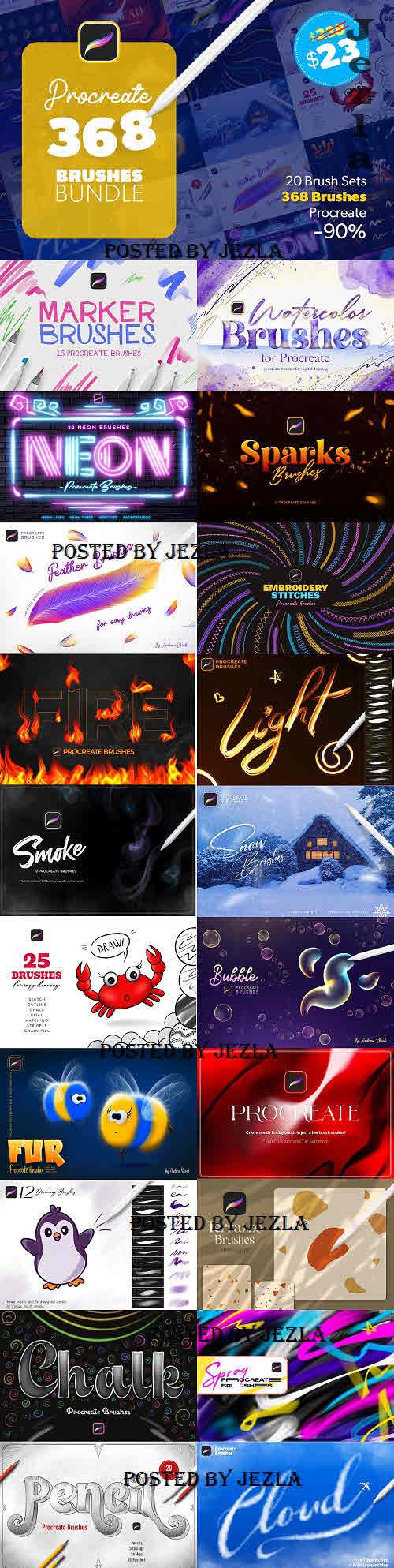 368 Procreate Brushes Bundle - 10285795