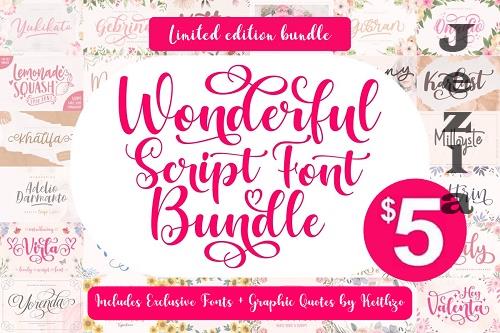 Wonderful Script Font Bundle - 53 Premium Fonts