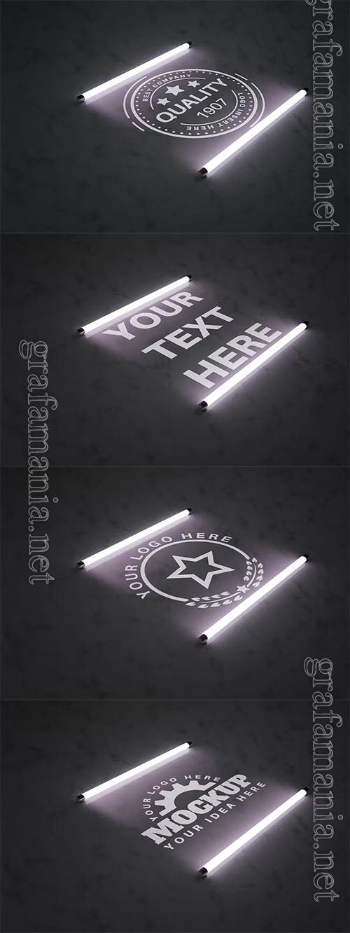Logo in the light of fluorescent lamps - mockup