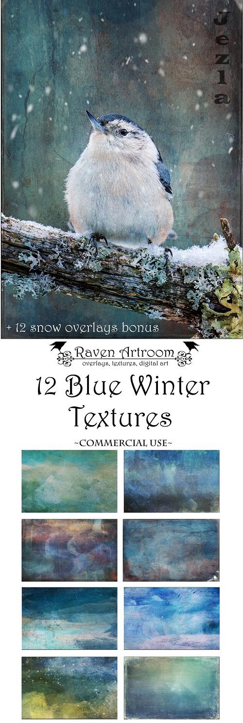 Blue Winter Textures, Photoshop Textures, Digital Paper, Overlays  - 2259270