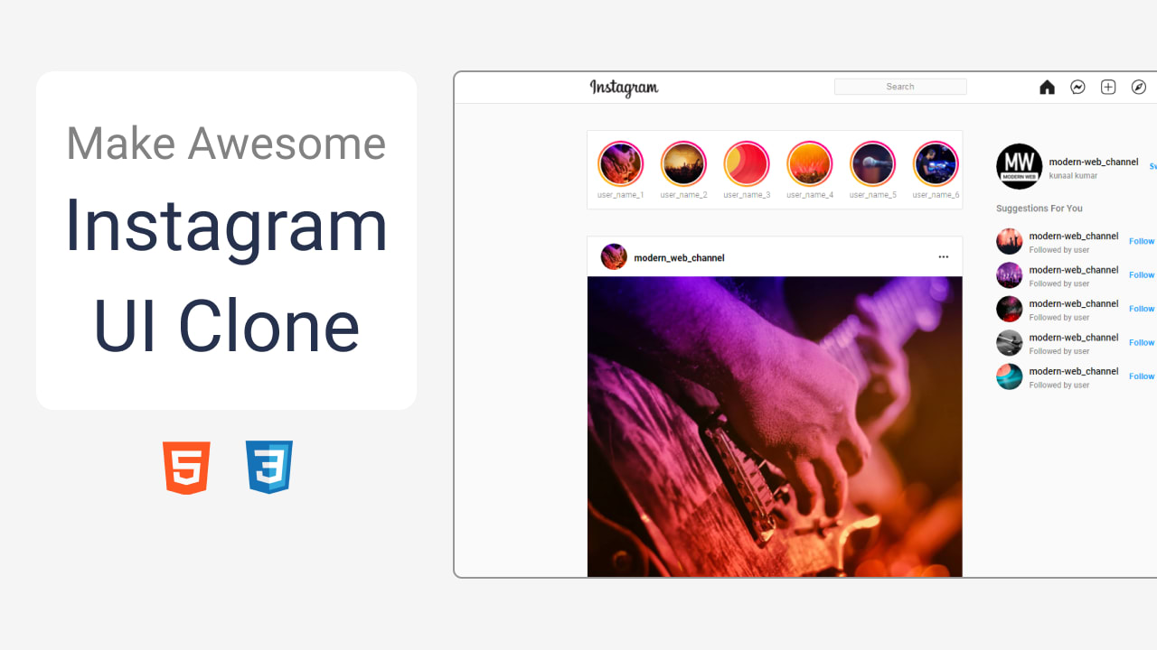 Create Instagram Clone Using HTML & CSS