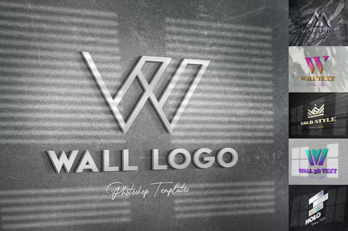 Wall Text or Logo Mockups PSD
