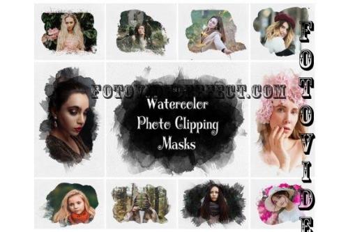 Watercolor Photo Clipping Masks, Photoshop Overlays, Clipart - 2264210