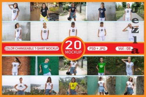 Color Changeable T-Shirt Mockup Bundle V08 Color Changeable T-Shirt Mockup Bundle V08