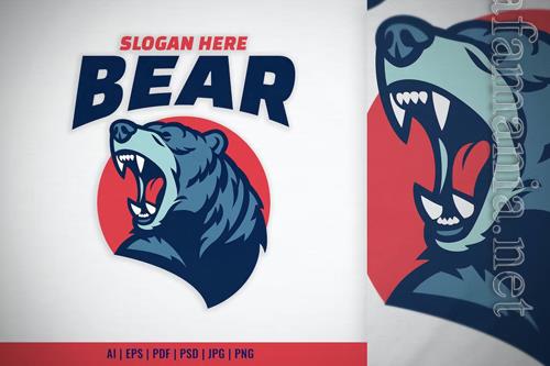 Roaring Grizzly Bear Head Mascot Logo