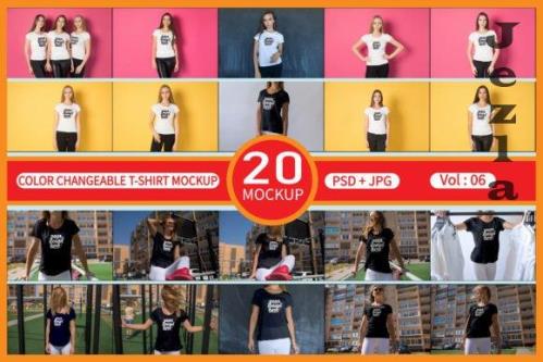 Color Changeable T-Shirt Mockup Bundle V06 Color Changeable T-Shirt Mockup Bundle V06