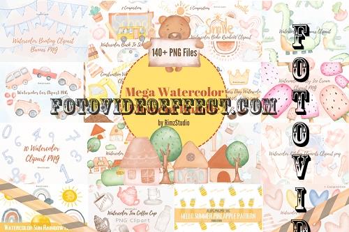 Mega Watercolor Element Clipart Bundle - 25 Premium Graphics
