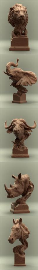 Busts of African Animals 3D Print