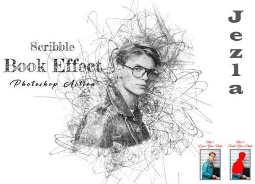 Scribble Book Effect PS Action - 10855053