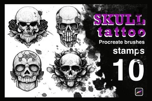 Procreate Skull tattoo stamps - 2269266