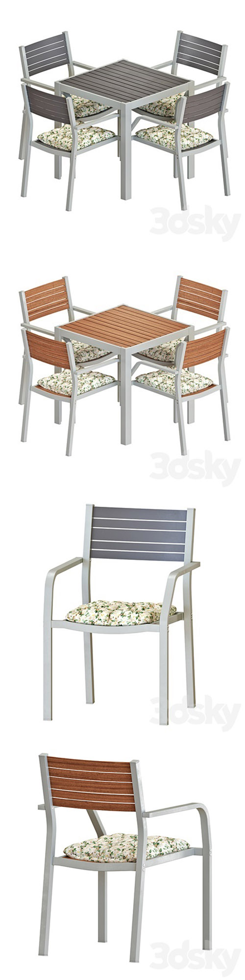 IKEA SJALLAND TABLE AND CHAIRS SET 02 3D Models