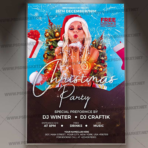 Christmas party night psd flyer
