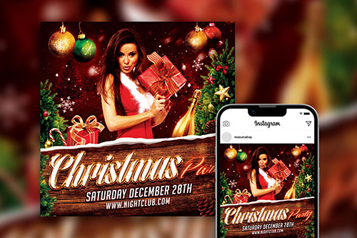 Festive Luxurious Christmas Party Instagram Post Template