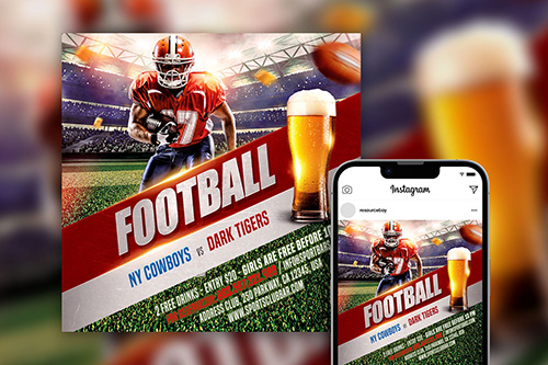 Bold Football Party Instagram Post Template PSD