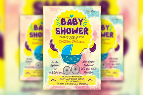 Cartoonish Baby Shower Party Flyer Template