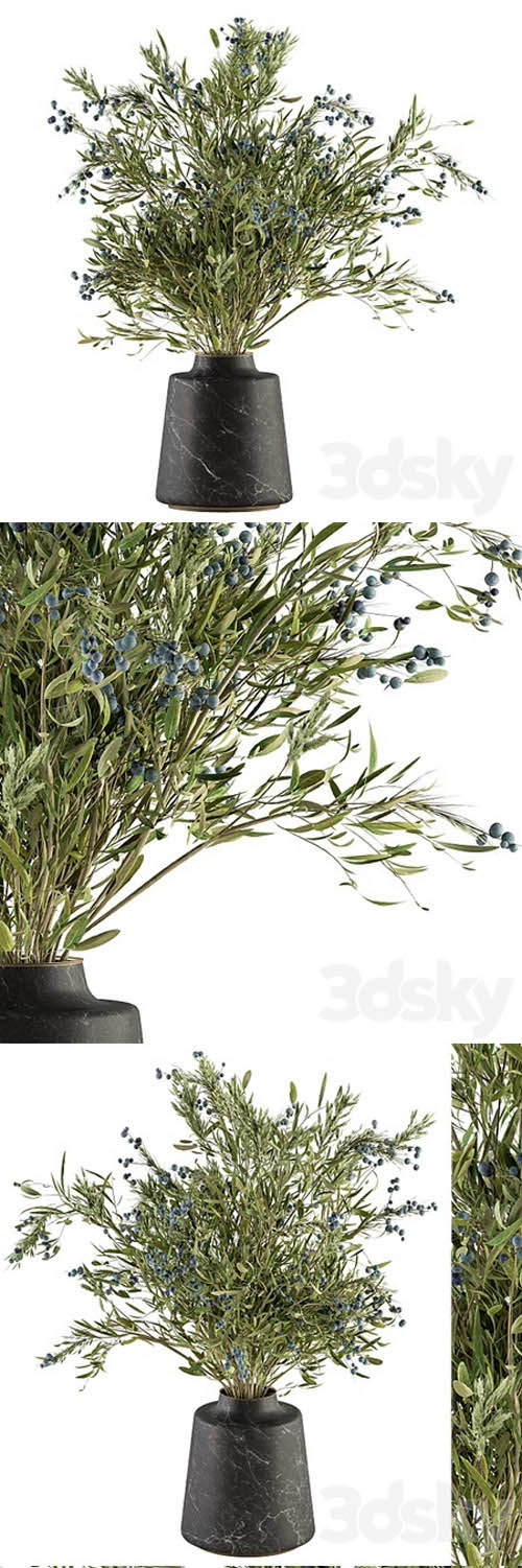 Bouquet – Green Branch in vase 54 3D Models