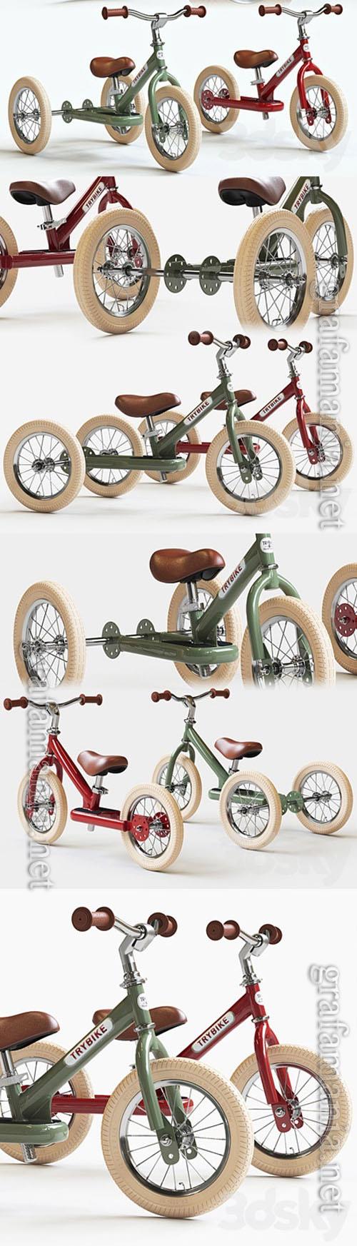 Trybike Tricycle et draisienne Acier 2-en-1 Vintage Bleu petrole 3D Models