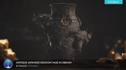 Antique Japanese Dragon Vase in Zbrush by Balazs Domjan