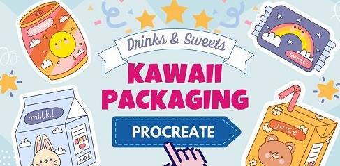Cute Food Packaging Kawaii Drinks & Candy  Procreate Drawing for Beginners