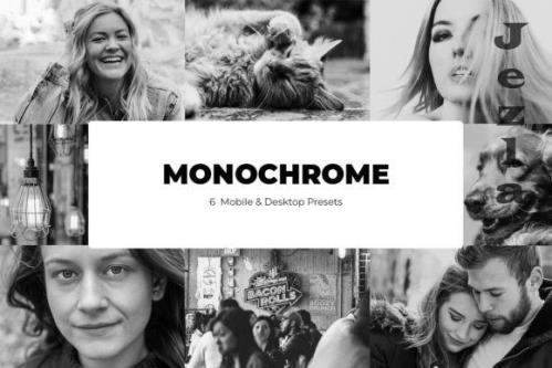 6 Monochrome Lightroom Presets - Mobile & Desktop