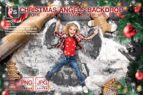Photoshop overlays Backdrop Christmas Snow Angels in Flour - 2281560
