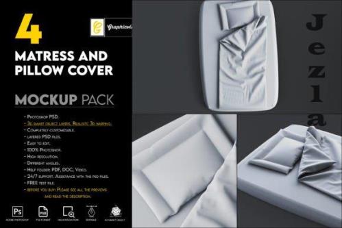 Matres and pillow cover mockup - 7465990