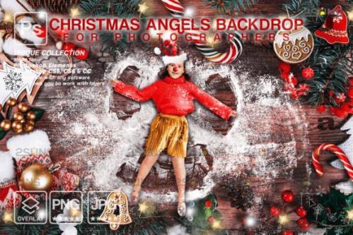 Photoshop overlays Backdrop Christmas Snow Angels in Flour - 2281563