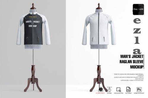 Man's Jacket Raglan Sleeve Mockup Mannequin