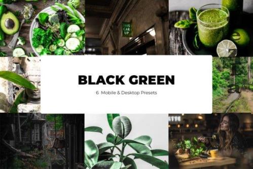 6 Black Green Lightroom Presets - Mobile & Desktop
