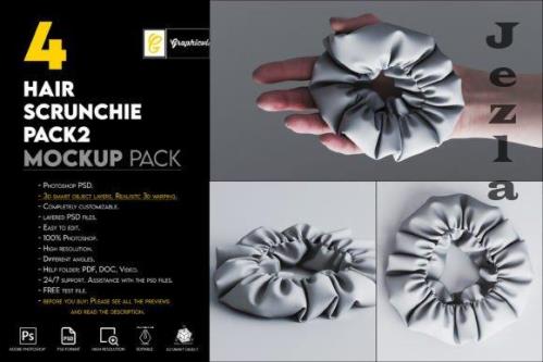 Hair Scrunchie Pack 2 mockup - 7465976