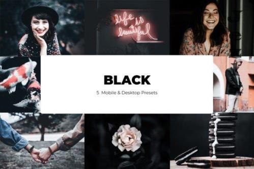 5 Black Lightroom Presets - Mobile & Desktop