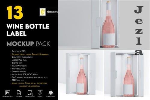 Wine bottle label mockup - 7466186