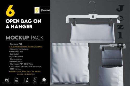 Open bag on a hanger mockup - 7465941