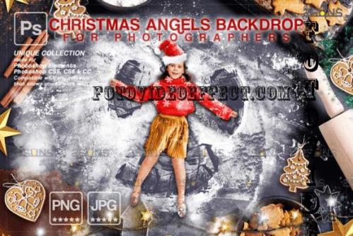 Photoshop overlays Backdrop Christmas Snow Angels in Flour - 2281562