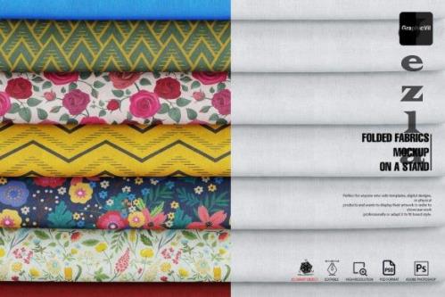 Folded Fabrics Mockup on a stand 1
