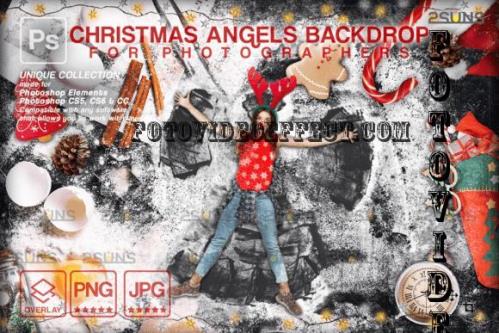 Photoshop overlays Backdrop Christmas Snow Angels in Flour - 2281565