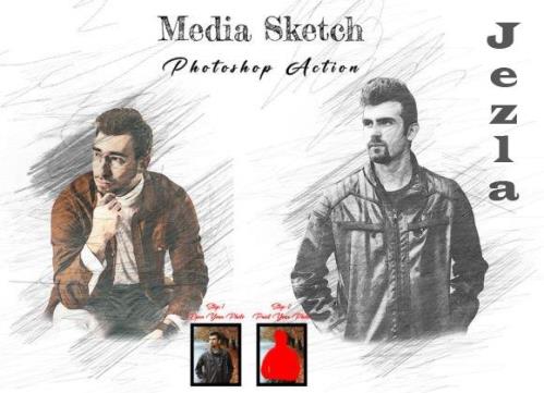Media Sketch Photoshop Action - 10885014